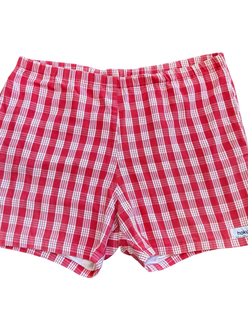Vintage Hoku palaka shorts fabric backing missing drawstring fits 34-36
